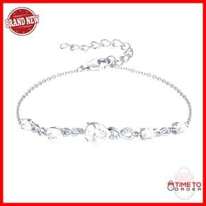 Sterling Silver Infinity Teardrop Birthstone Bracelet Adjustable Fine Jewelry